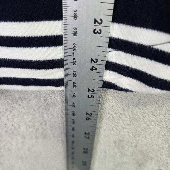 Womens T By Talbots Navy & White Striped Pullover Sweater Drawstring Cowl Neck L - Picture 6 of 7